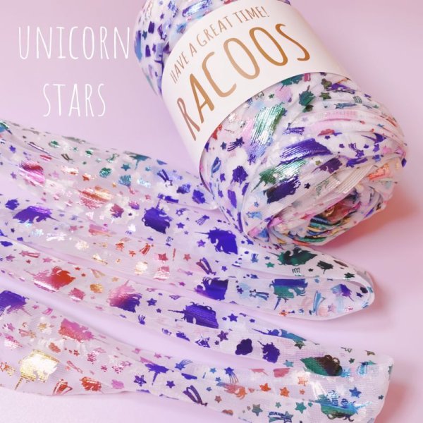 Photo1: 【Tulle yarn】unicorn stars (Pastel rainbow foil) (1)